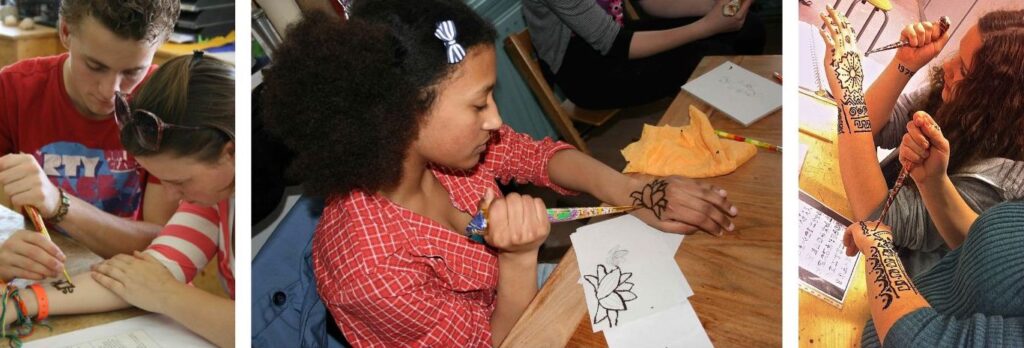 Henna workshop, Afrika, Henna tribal Tattoo painting, Henna tattoo leren zetten, AfrikaCentrale, scholen, Cultuurkaart, scholieren